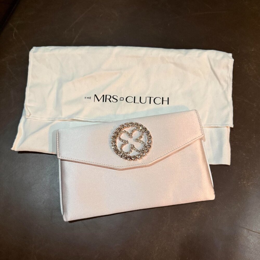 The Mrs. Clutch Bridal Blush Italian Satin Envelope Clutch Bag